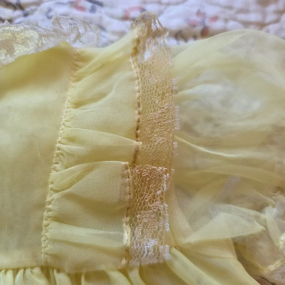 Nanette Vintage Yellow Shear Nylon Dress Baby Size 9 Months